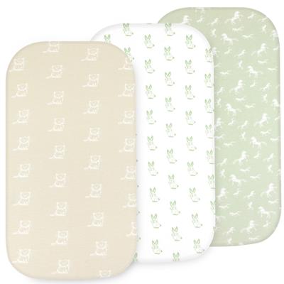 Bublo Baby 3-Pack Organic Cotton Bassinet Fitted Sheets, 32x16x4 – Fits Halo, Snoo, Graco, Dream On Me, Delta – Soft, Breathable Sheets for Oval, Hour
