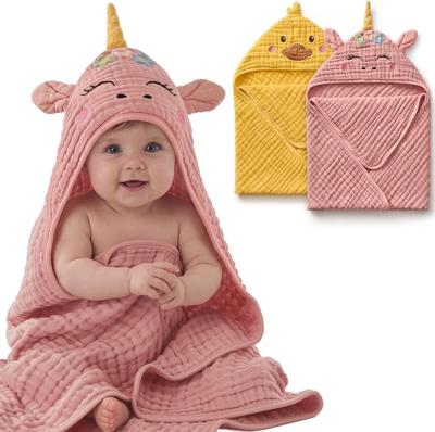 Amazon.com: Blissful Diary Muslin Baby Hooded Towel 2 Pack, Soft & Absorbent Bath Towel for Infant, Toddler, Unisex, Baby Gift, Newborn Essentials, Su