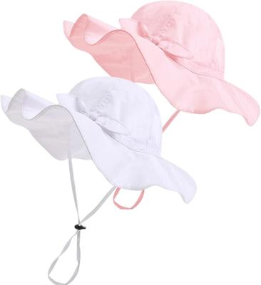 Amazon.com: Baby Girl Sun Hat with UPF 50+ Outdoor Adjustable Beach Hat with Wide Brim Bucket Hats (6-12 Months, Pink & White -2pcs): Clothing, Shoes