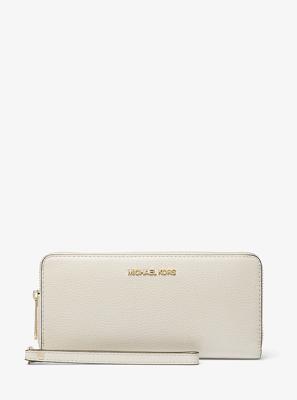 Jet Set Travel Large Pebbled Leather Wristlet in LT CREAM - Sale | Michael Kors Canada [CA]