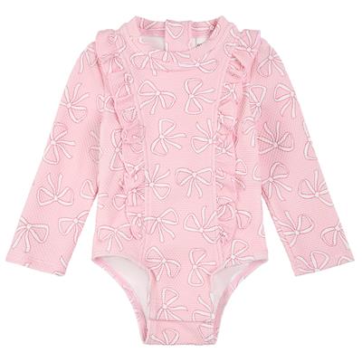 Bows Long Sleeve UV Swimsuit 0-24m
