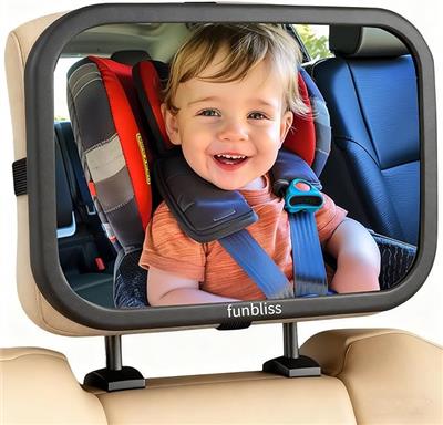 Amazon.com : Funbliss Baby Car Mirror for Rear Facing Seat,360° Rotation, Safety Certified Shatterproof Acrylic Glass, Clear Wide View,Infant Mirror f