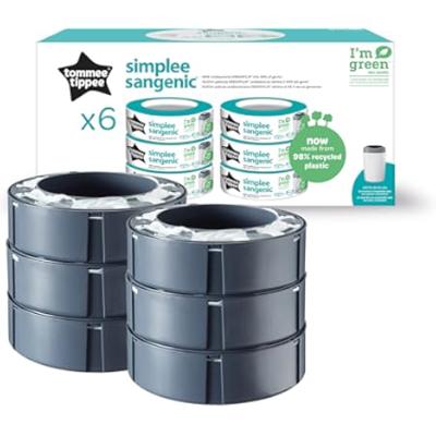 Tommee Tippee Twist and Click XL Nappy Bin, White, with x1 Refill Cassette, Odour and Germ Protection, Antibacterial Film, 100% Recycled Chassis : Ama