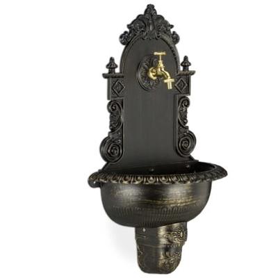 Relaxdays XL Antique Wall Water Fountain, Faucet, Nostalgic, Garden Basin, Cast Aluminium, HWD 75x44x22 cm, Bronze | Fountain from water, Wall fountai