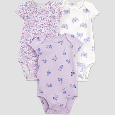 Carters Just One You® Baby Girls 3pk Mix Print Bodysuit - Purple 3M : Target