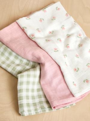 Gingham Floral 3-Pack Muslins | JoJo Maman Bébé