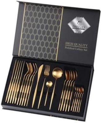 24 Piece Stainless Steel Cutlery Set (Gold) : Amazon.co.za: Home & Kitchen
