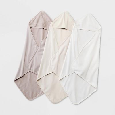Baby 3pk Muslin Hooded Towel - Cloud Island™ Khaki: Extra Lightweight Cotton Blend, Machine Washable, 30x30 : Target