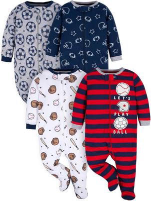 Amazon.com: Gerber Baby Boys 4 Pack N Play Footie And Toddler Sleepers, Sports Blue, 0-3 Months US: Clothing, Shoes & Jewelry