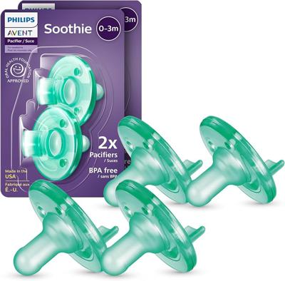 Amazon.com : Philips Avent Soothie Baby Pacifiers - 100% Silicone Pacifiers for Babies 0-3 Months, One-Piece Design, BPA-Free, Extra Durable, Green, 4