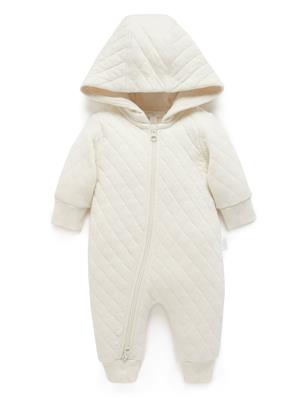 Cream Quilted Growsuit - Baby Growsuits - Purebaby - Purebaby