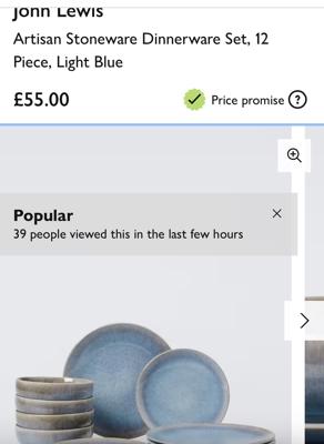 John Lewis Artisan Stoneware Dinnerware Set, 12 Piece, Light Blue