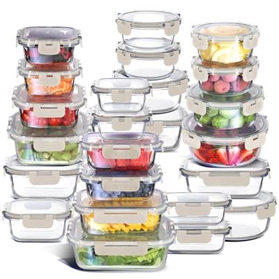 Nestl 48pc Glass Storage Containers with Lids, 24 Glass Food Storage Containers with 24 Airtight Lids for Pantry & Kitchen, Meal Prep Containers for L
