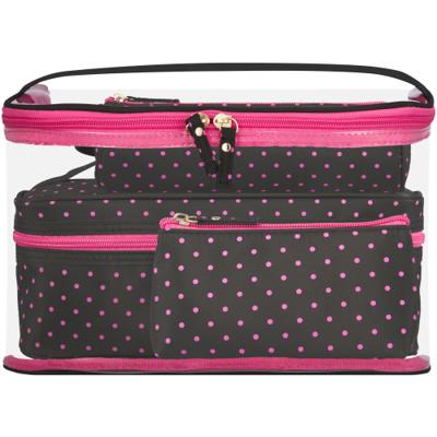 Clicks Toiletry Bag Black & Pink Dot 4 Piece - Clicks