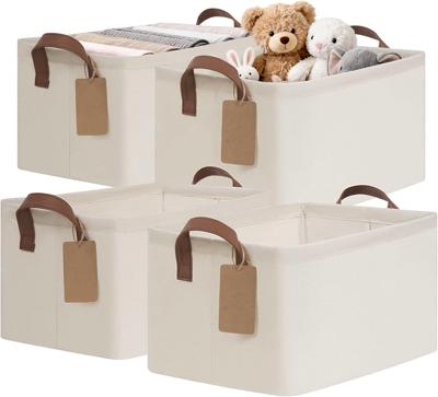 Amazon.com - CHICVITA 4 Pack Large Fabric Storage Baskets for Shelves, Beige | 16.8 × 11 × 9.8, Closet Storage Bins for Clothes, Towels & Blankets,
