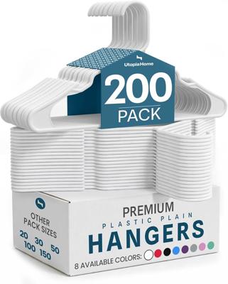 Amazon.com: Utopia Home Plastic Hangers 200 Pack – Space Saving Clothes Hanger Black | Durable & strong | Closet organizer & storage | Ideal for apart