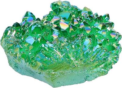 Amazon.com: SUNYIK Green Titanium Coated Crystal Cluster,Quartz Drusy Geode Gemstone Specimen Specimen Sphere Figurine(0.2-0.3lb) : Home & Kitchen