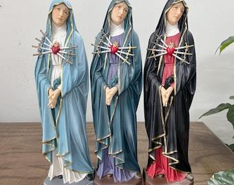 11.8 Our Lady of Sorrows Statue, Hand Painted Virgin Mary Catholic Figurine, Blue Marian Decor, Religious Gift - Etsy