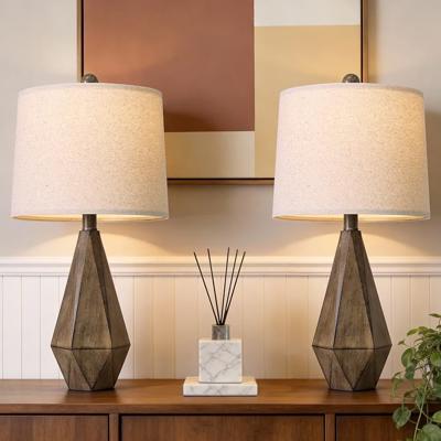PoKat 23.5 Table Lamps Set of 2 for Bedroom, Farmhouse Nightstand Lamps for Living Room, Rustic Bedside Lamps with Linen Lampshade for Side Table Of