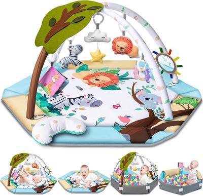 Amazon.com : Baby Gym Play Mat, 8-in-1 Tummy Time Mat & Ball Pit with 6 Toys, Washable Baby Activity Play Mat for Visual, Hearing, Sensory, Motor Deve