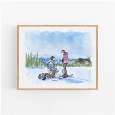 Couple Proposal Portrait, Custom Portrait From Photo, Engagement Gift, Gift for Couples, Anniversary Gift for Him, Watercolor Painting - Etsy Canada