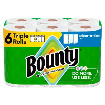 Bounty Select-A-Size Paper Towels - 6 Triple Rolls - 2-Ply - 123 Sheets : Target