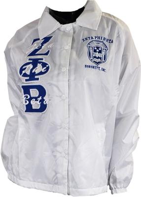 Buffalo Dallas Zeta Phi/Φ Beta Crossing Line Jacket [White - 2XL] - ID#149918 at Amazon Men’s Clothing store