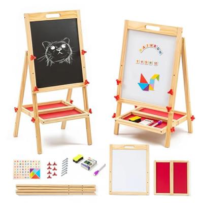 FB FunkyBuys Kids easel double sided with Magnetic Whiteboard & Chalk board for kids, 54pc Magnetic letters and numbers for children, Coloured chalk,