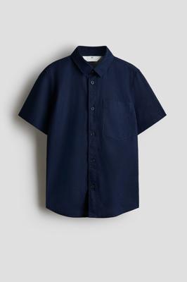 Navy blue Linen-Blend Shirt for kids | H&M CA