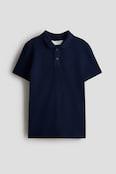 Navy blue Cotton Pique Polo Shirt for kids | H&M CA