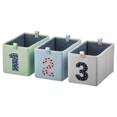 BARNDRÖM box, set of 3, green blue/beige, 17x27x17 cm  - IKEA