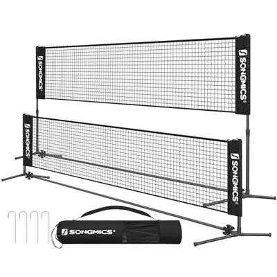 SONGMICS 13 ft Badminton Net, Height Adjustable Volleyball Net, Pickleball Net with Poles, Foldable Nylon Net for Tennis Indoor Outdoor Court, Black U