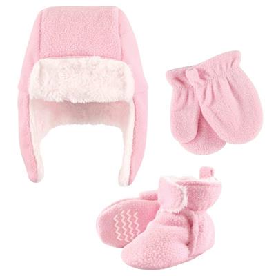 Baby Vision - Trapper Hat, Mitten And Bootie Set, Light Pink