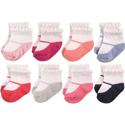 Baby Vision - Hudson Baby Baby Girls Cotton Rich Newborn and Terry Socks, Mary Jane, 6-12M, 8Pk