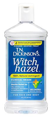 T.N. Dickinsons Witch Hazel 100% Natural Astringent | Pure Witch Hazel | Fragrance Free | Cleanses & Soothes Skin | For Face & Body | Clinical Grade