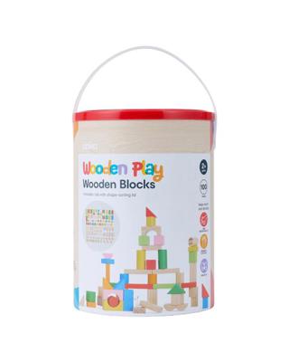 100 Piece Wooden Blocks - Kmart