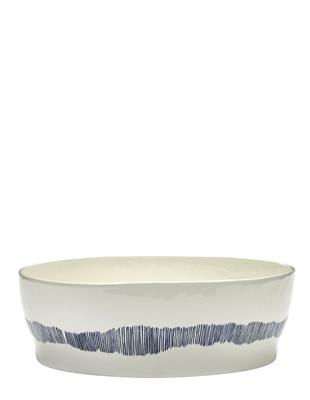 Ottolenghi Ottolenghi Salad Bowl White With Blue Stripes Feast 28.5cm | David Jones