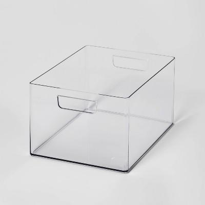 Large Bathroom Organizer Bin with Handles Clear - Brightroom™: PET, 6.5 Height, 12 Depth, 9 Width, Organizing Bin : Target
