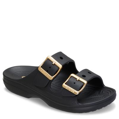Black Crocs Womens Saturday Metallic Buckle Sandal | Rack Room Shoes