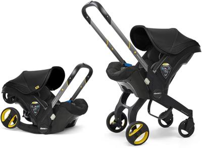 Doona+ Baby Car Seat & Travel Stroller Nitro Black - Convertible 0+ Car Seat and Pram with 5 Point Safety Harness - Ergonomic Pushchair and Travel Sys