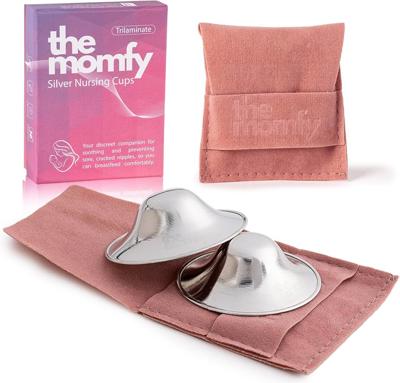 The MOMFY Silver Nursing Cups, Silver Nipple Shields - Trilaminated Protective Breast Shields for Breastfeeding, Dermatologically Tested | Nickel Free