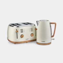 Kettle and Toaster Set | Cream Kettle & 4 Slice Toaster Set | VonShef