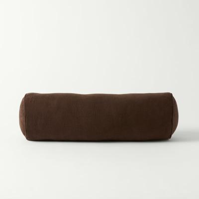 Belgian Vintage Washed Linen Chocolate Bolster Cushion | Adairs