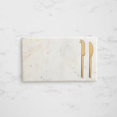 Salisbury & Co Corsica Marble Cheese Board w/ Knife Set 3pc White