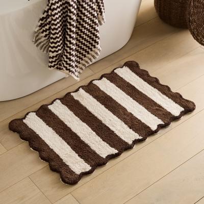 Scallop Truffle & Natural Stripe Bath Mat | Adairs