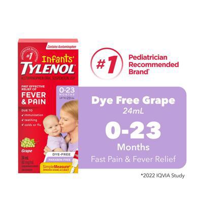 Tylenol Infants Medicine, Fever & Pain Drops, Dye Free Grape - Walmart.ca