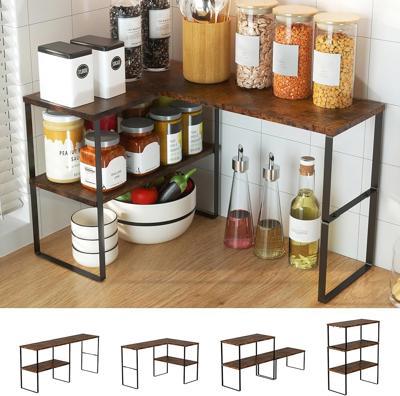 Amazon.com: Golener Countertop Organizer Corner Shelf, 2 Tier Adjustable Stackable Corner Shelves for Kitchen, Bathroom, Spice Rack, Coffee Bar, Over