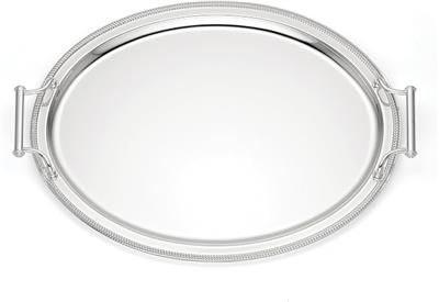 Amazon.com: Reed & Barton Oval Silverplate Serving Tray with Handles | braided metal border | 13 x 17 inch | elegant entertaining or vanity decor, gif
