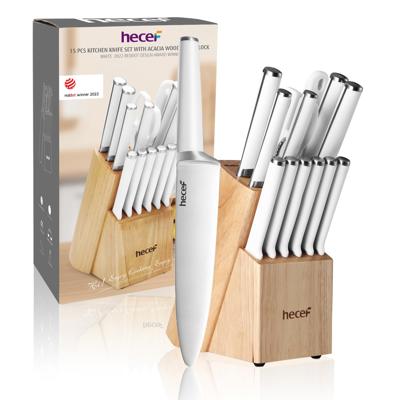 Hecef 15 Piece Knife Block Set, Ultra Sharp Blades with Steak Knives, Sharpening Steel - Walmart.ca