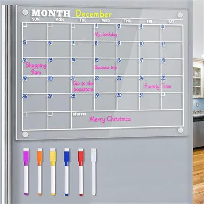Amazon.com : Magnetic Dry Erase Calendar Acrylic Calendar Clear Whiteboard 16x12 Inches for Fridge w